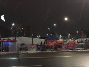 Trump Supporters camping out ahead of Monday’s Trump rally in New Hampshire